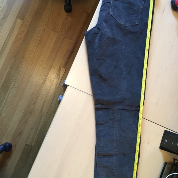 Gray cropped cord pant zipper at bottom - Picture 3 of 8